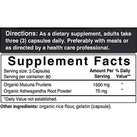 NatureBell Mucuna With Ashwagandha 1500 mg  - 240 Cápsules - Haz Tu Pedido