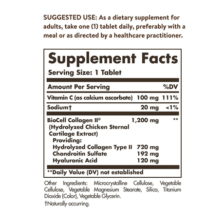 Solgar - Complejo de Colágeno y Ácido Hialurónico (1200 mg - 30 Tabletas)