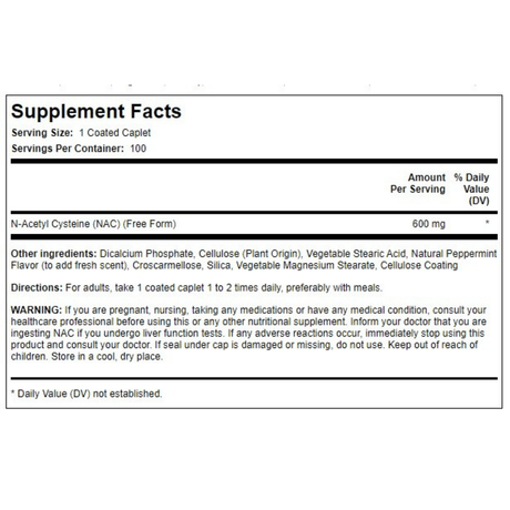 Piping Rock N-Acetyl Cysteine (NAC) - 100 Comprimidos Recubiertos - Haz Tu Pedido