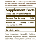 Solgar Vitamin B6 100 mg - 250 Cápsulas De Origen Vegetal - Haz Tu Pedido