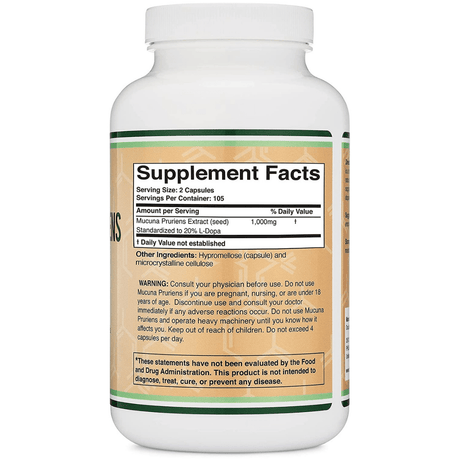 Double Wood Mucuna Pruriens Extract - 210 Cápsulas - Haz Tu Pedido