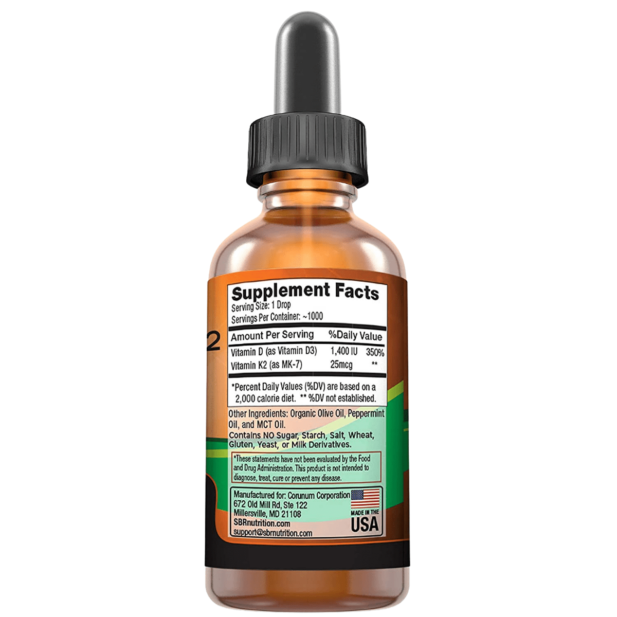 SBR Nutrition Vitamin D3 + K2 - 30 ml - Haz Tu Pedido
