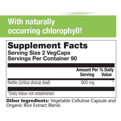 Solaray Nettle Leaf 450mg - 180 Cápsulas Veganas - Haz Tu Pedido