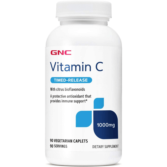 GNC Vitamin C 1000 mg with Bioflavonoids and Rose Hips - 90 Comprimidos Vegetarianos - Haz Tu Pedido
