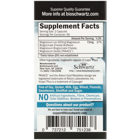 BioSchwartz Magnesium Bisglycinate - 120 Cápsulas Vegetales - Haz Tu Pedido