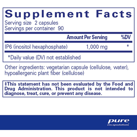 Pure Encapsulations IP6 Inositol Hexaphosphate - 180 Cápsulas - Haz Tu Pedido