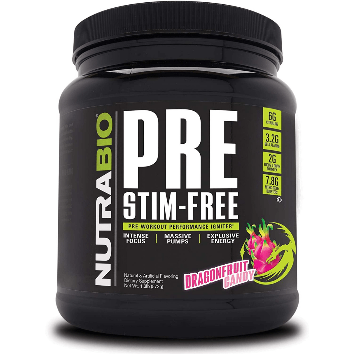 NutraBio Pre Workout Powder - Dulce de Fruta del Dragón - 573 g - Haz Tu Pedido