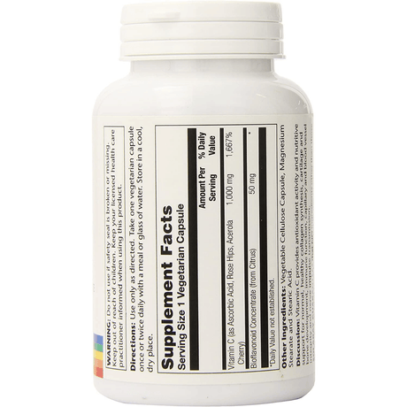 Solaray Vitamin C with Rose Hips - 100 Cápsulas Vegetarianas - Haz Tu Pedido
