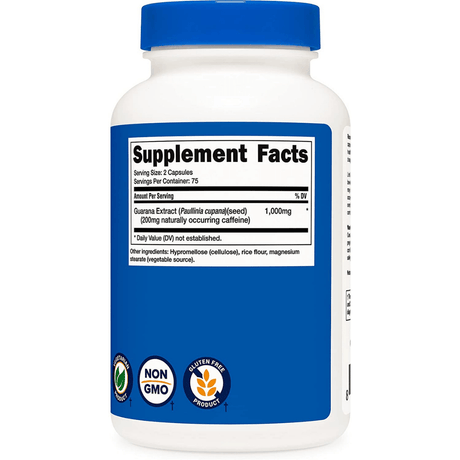 Nutricost Guarana 1000 mg - 150 Cápsulas - Haz Tu Pedido