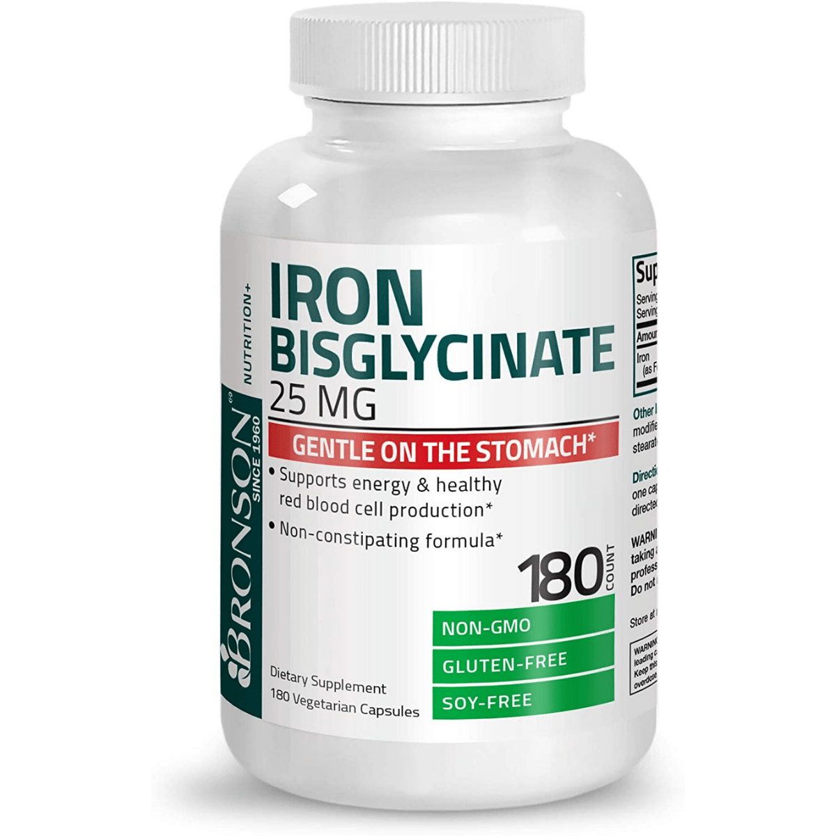 Bronson Iron Bisglycinate 25 mg - 180 Cápsulas Vegetarianas - Haz Tu Pedido
