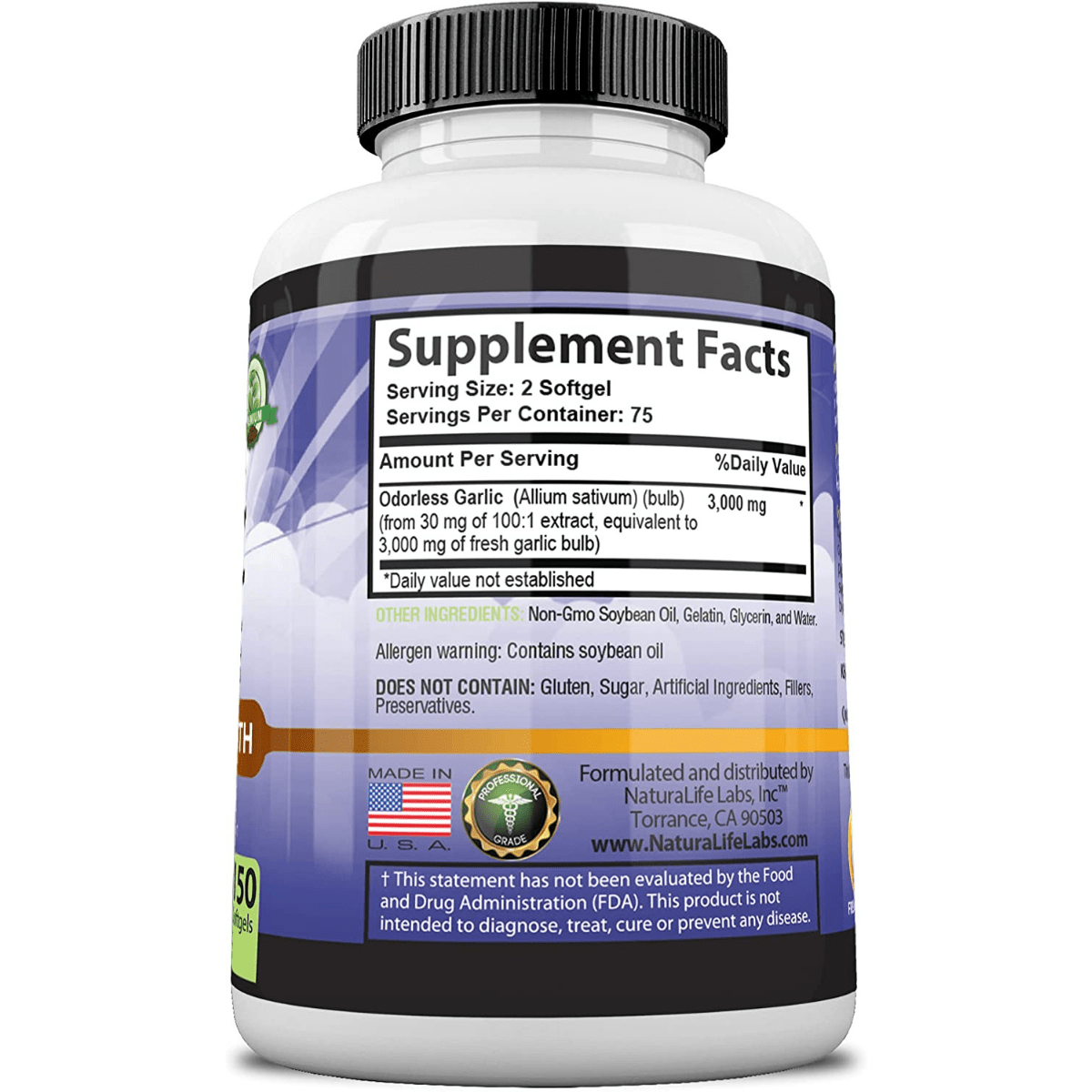 Naturalife Labs Garlic 3000 mg - 150 Cápsulas Blandas - Haz Tu Pedido