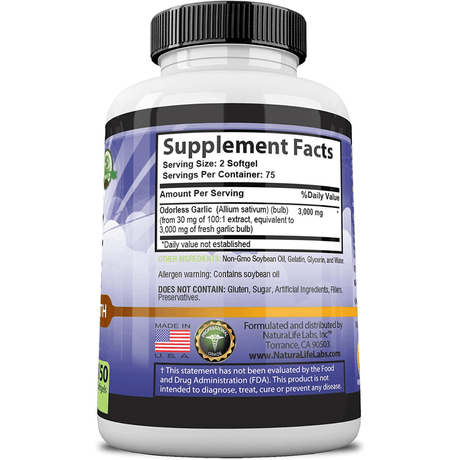 Naturalife Labs Garlic 3000 mg - 150 Cápsulas Blandas - Haz Tu Pedido