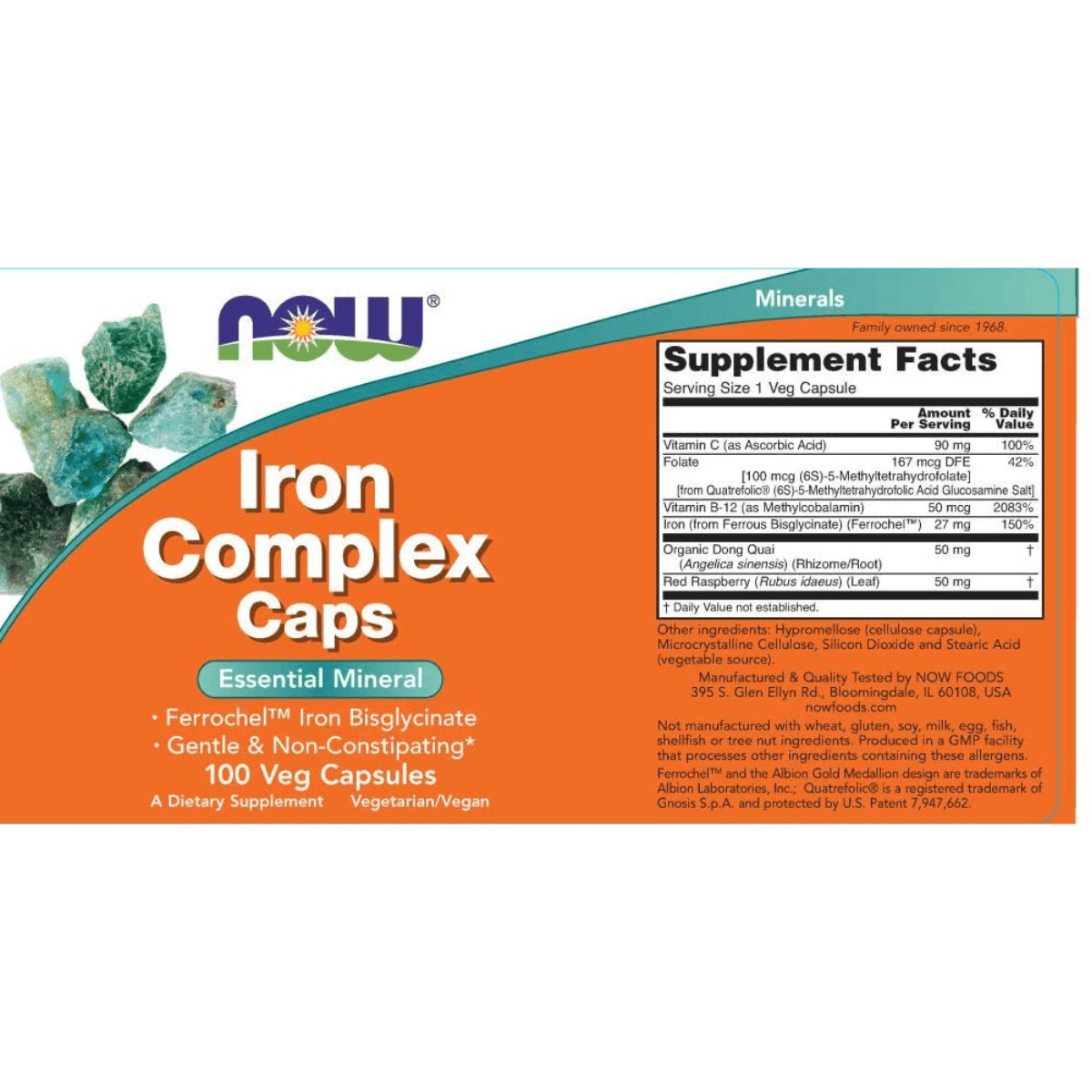 NOW Foods Iron Complex - 100 Cápsulas Veganas - Haz Tu Pedido