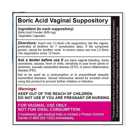 NutraBlast Boric Acid 600mg - 30 Supositorios - Haz Tu Pedido