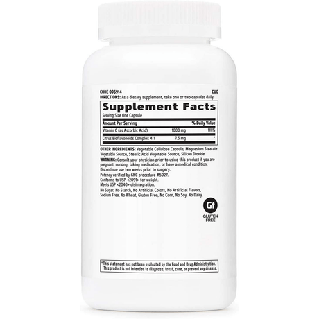 GNC Vitamin C 1000mg - 180 Cápsulas Vegetarianas - Haz Tu Pedido