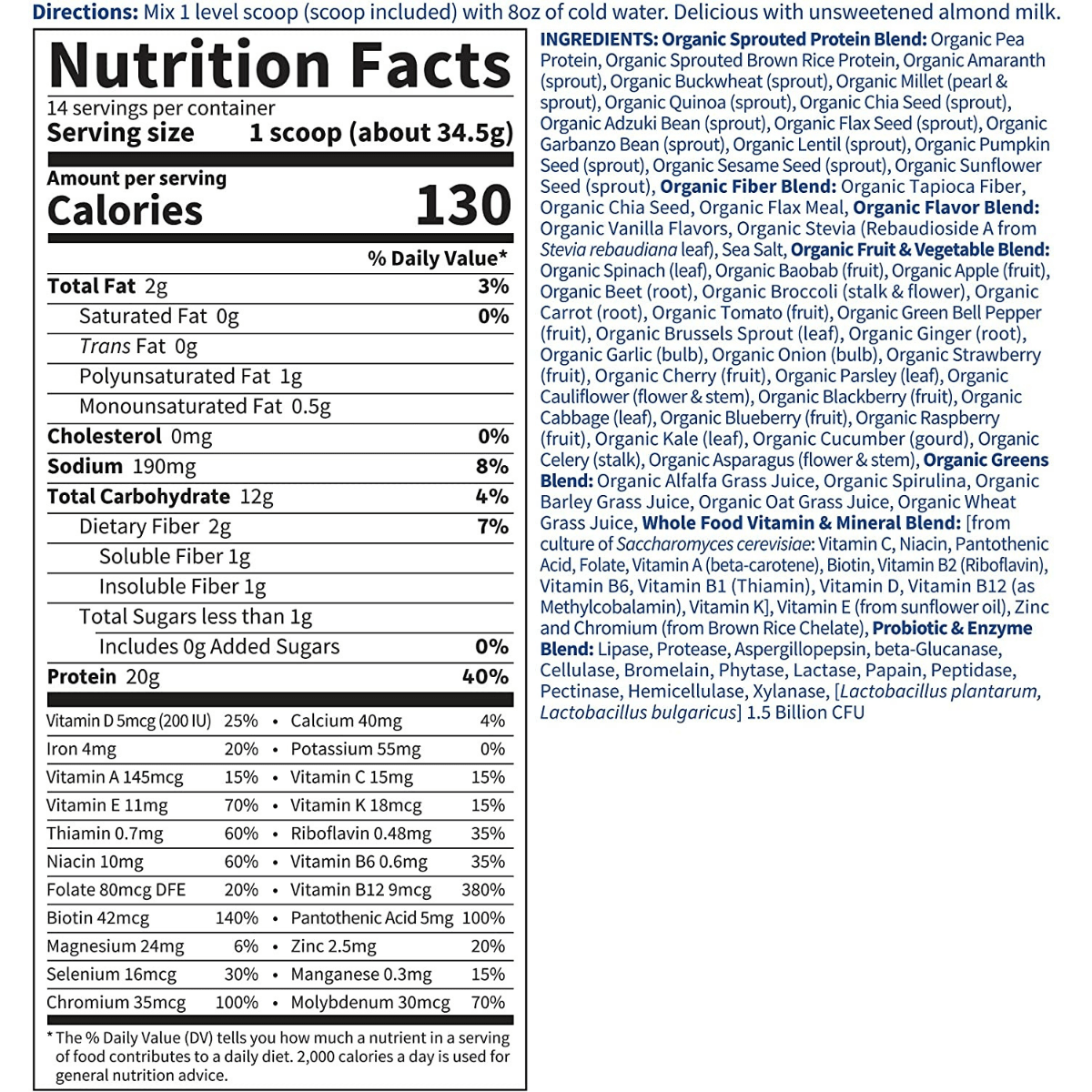 Garden of Life Raw Organic Meal Replacement - Vainilla - 484 g - Haz Tu Pedido