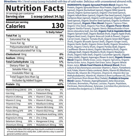 Garden of Life Raw Organic Meal Replacement - Vainilla - 484 g - Haz Tu Pedido