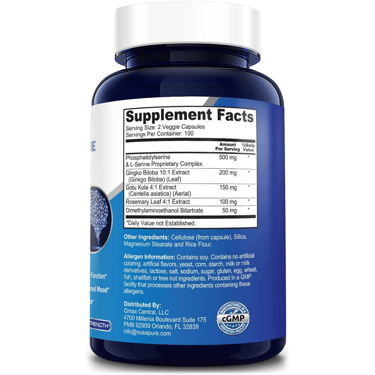 NusaPure Phosphatidylserine Memory Ultimate Complex - 200 Cápsulas Veganas - Haz Tu Pedido