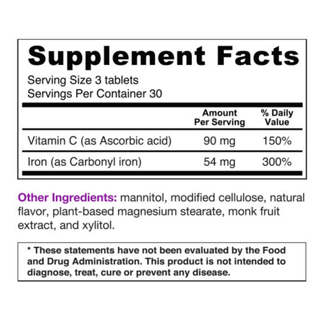 BariMelts Iron with Vitamin C - Naranja - 90 Tabletas - Haz Tu Pedido