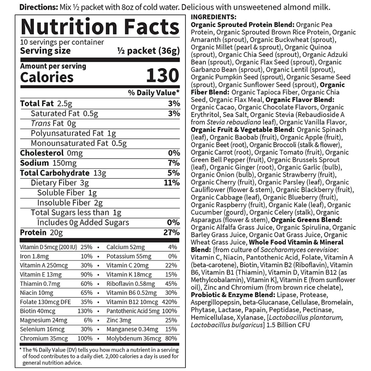 Garden of Life Meal Replacement - Chocolate - 10 Paquetes - Haz Tu Pedido