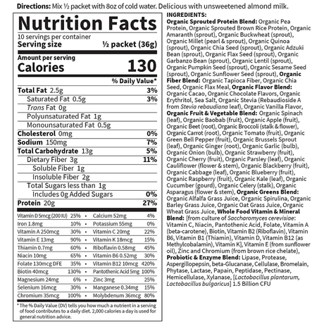 Garden of Life Meal Replacement - Chocolate - 10 Paquetes - Haz Tu Pedido