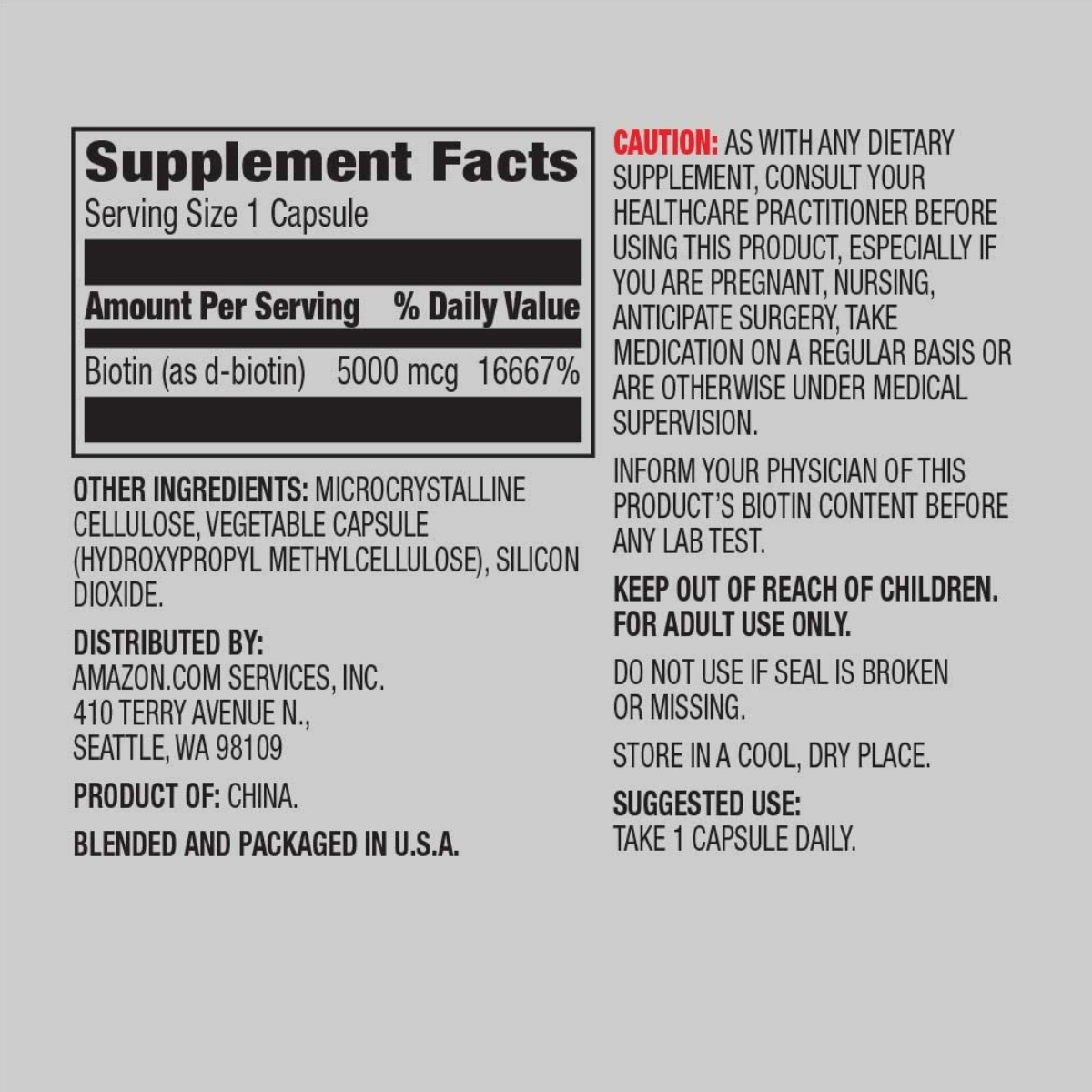 Amazon Elements Vegan Biotin 5000 mcg - 130 Cápsulas - Haz Tu Pedido