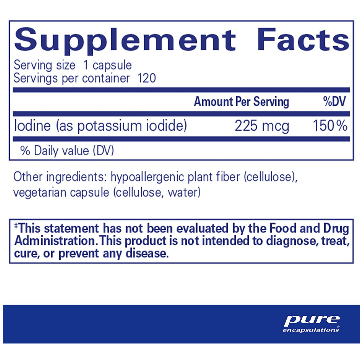 Pure Encapsulations Iodine - 120 Cápsulas - Haz Tu Pedido