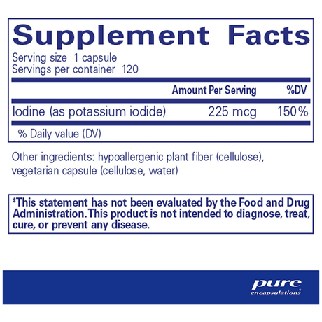Pure Encapsulations Iodine - 120 Cápsulas - Haz Tu Pedido