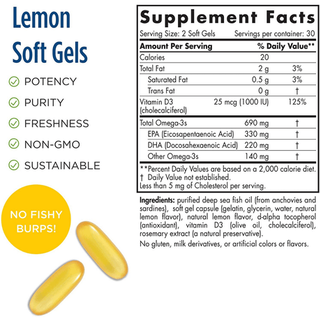 Nordic Naturals  Omega-3D - Limón - 60 Cápsulas Blandas - Haz Tu Pedido