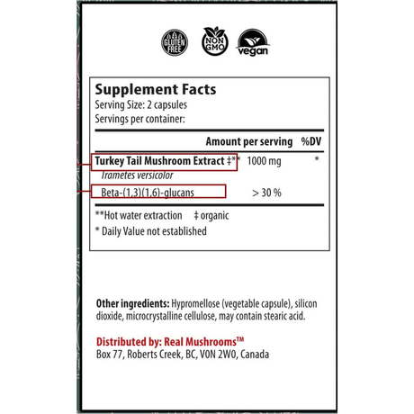 Real Mushrooms Turkey Tail 1000 mg - Haz Tu Pedido