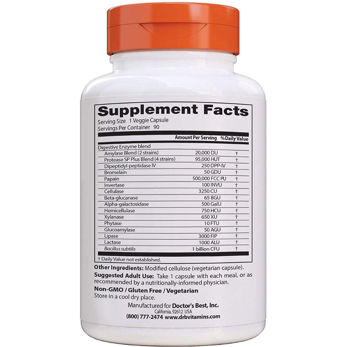 Doctor’s Best Digestive Enzymes - 90 Cápsulas Vegetales - Haz Tu Pedido
