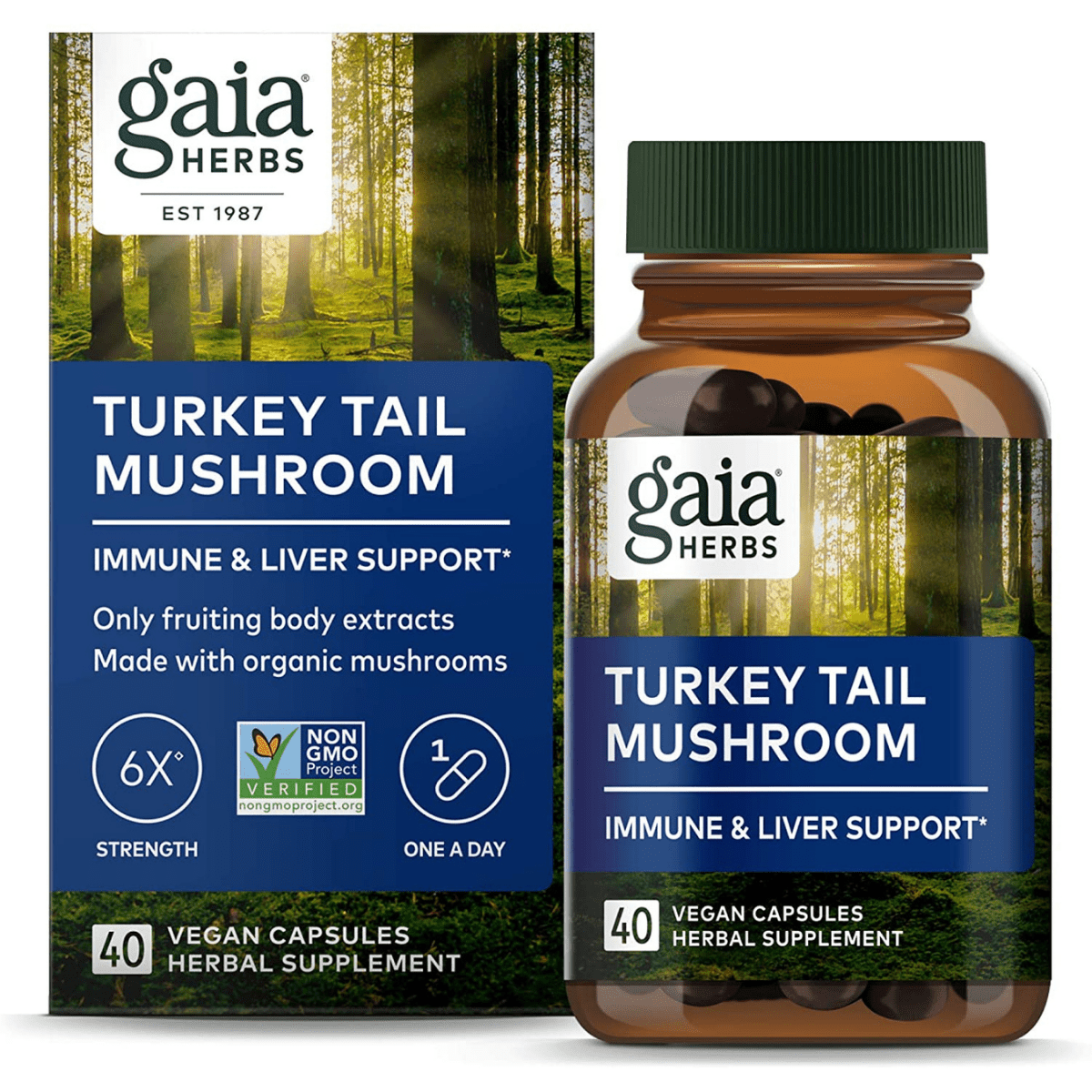 Gaia Herbs Turkey Tail Mushroom - 40 Cápsulas Veganas - Haz Tu Pedido