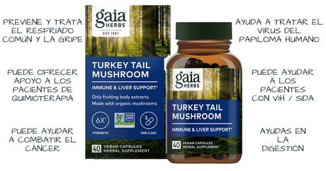 Gaia Herbs Turkey Tail Mushroom - 40 Cápsulas Veganas - Haz Tu Pedido