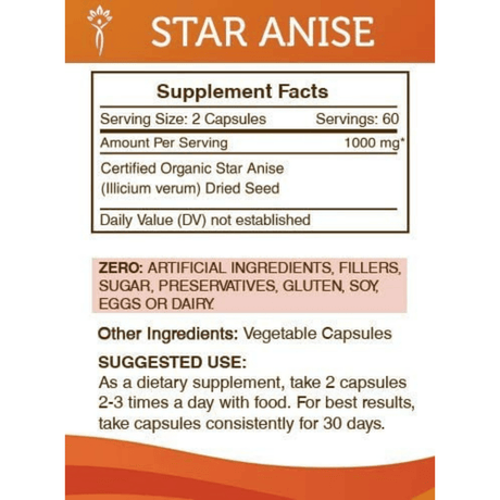 SecretsOfTheTribe Star Anise 1000 mg - 120 Cápsulas Vegetales - Haz Tu Pedido