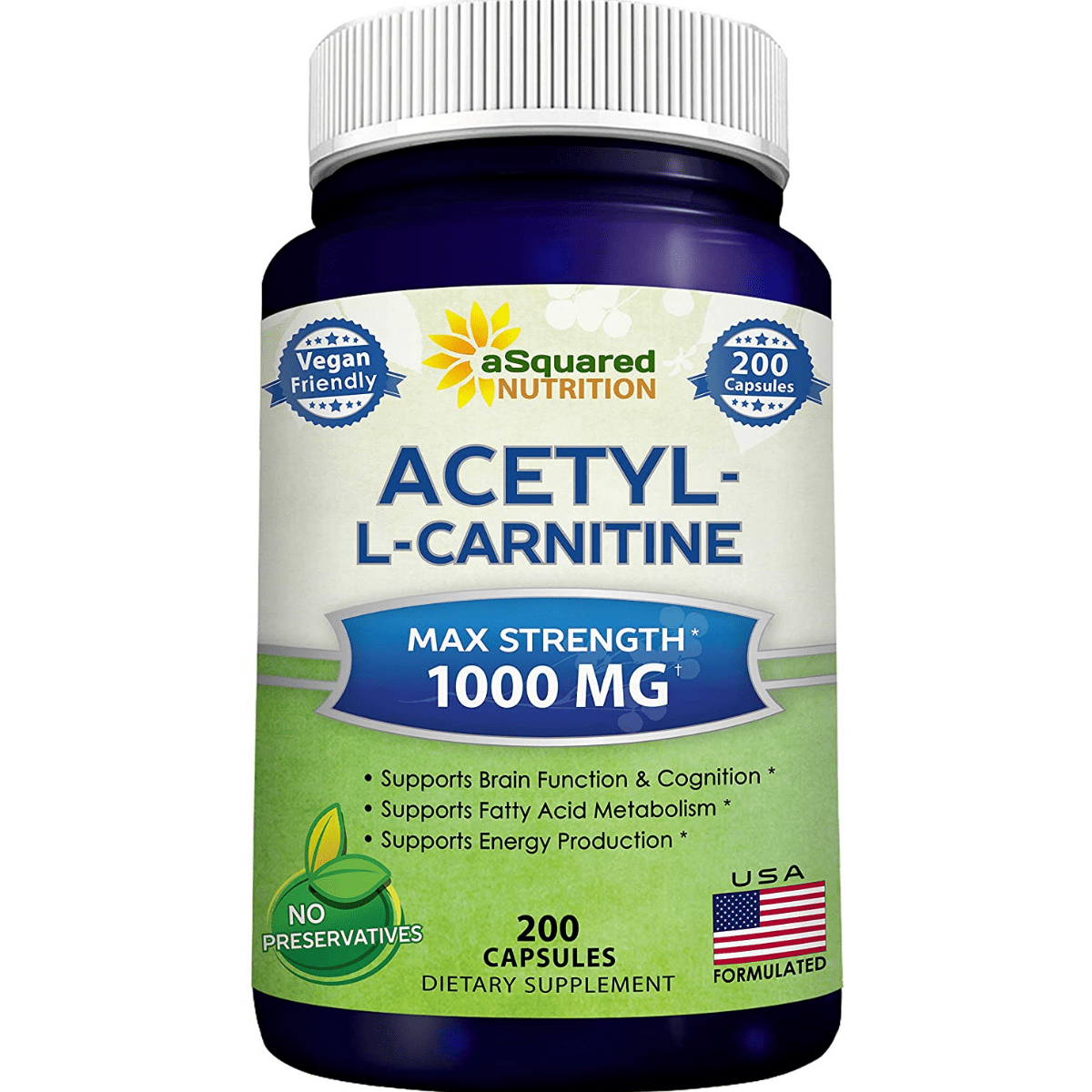 aSquared Nutrition Acetil L-Carnitina 1000Mg - 200 Cápsulas - Haz Tu Pedido
