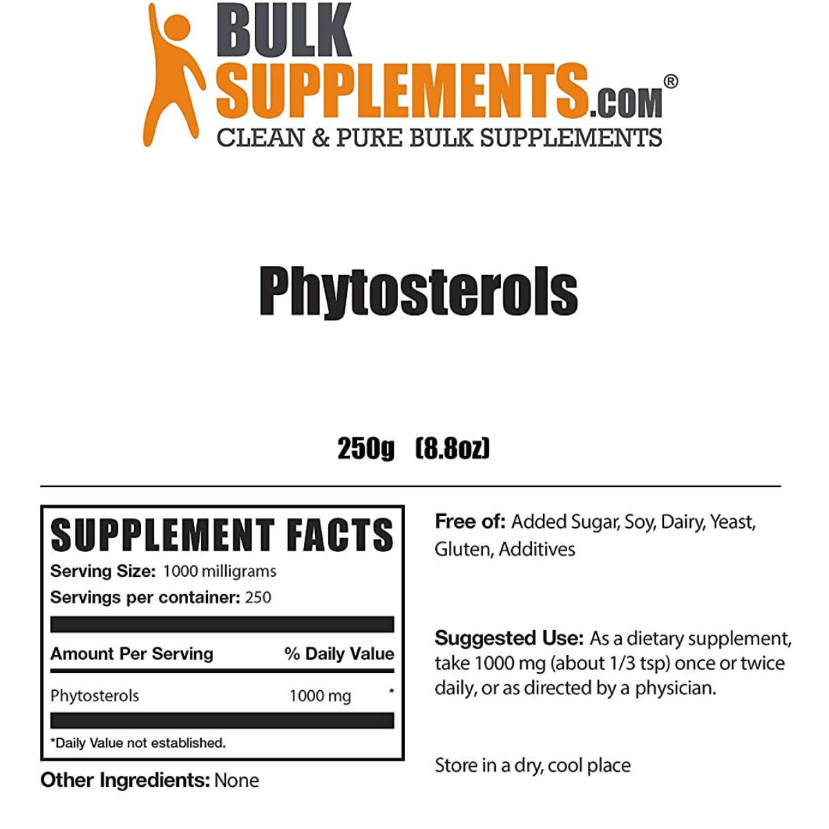 BulkSupplements Fitoesterol 1000 Mg - 250 g - Haz Tu Pedido