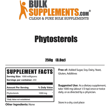 BulkSupplements Fitoesterol 1000 Mg - 250 g - Haz Tu Pedido