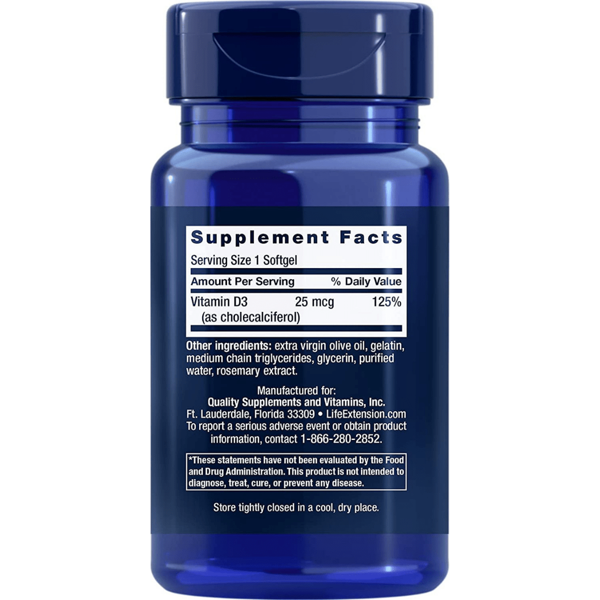 Life Extension Vitamina D3  - 1000 IU - 90 Cápsulas Blandas - Haz Tu Pedido