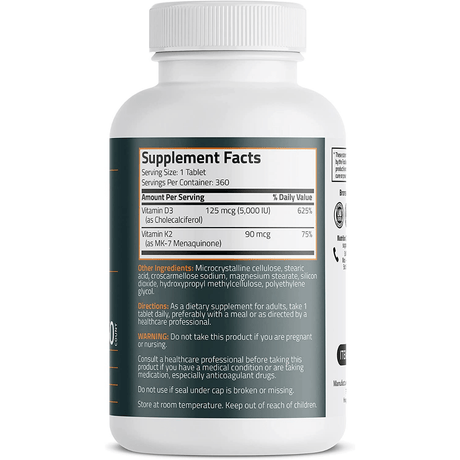 Bronson Vitamina K2 Con Vitamina D3 - 360 Tabletas - Haz Tu Pedido