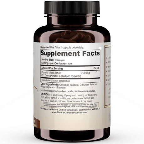 Natural Choice Botanicals Maca 750 Mg - 120 Cápsulas - Haz Tu Pedido