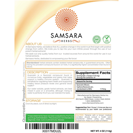 Samsara Herbs Extracto De Quercetina Puro - Haz Tu Pedido