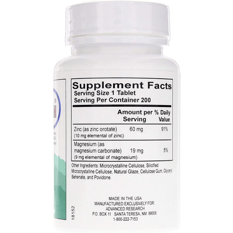 Advanced Research Orotato De Zinc & Magnesium - 200 Tabletas - Haz Tu Pedido