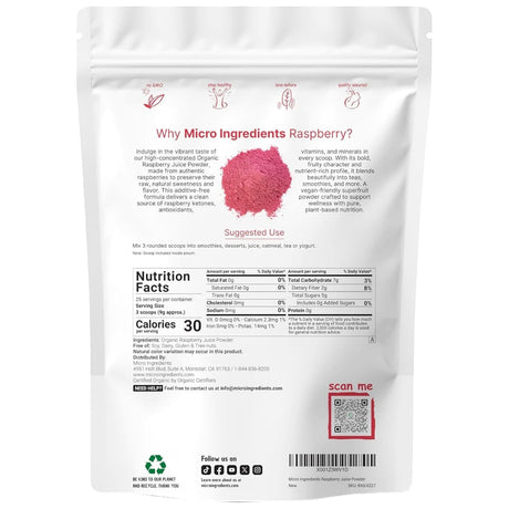 Micro Ingredients Raspberry Juice Powder - 227 g