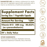Solgar - Vitamina B12 Cianocobalamina (500 mcg - 100 Cápsulas Vegetales)