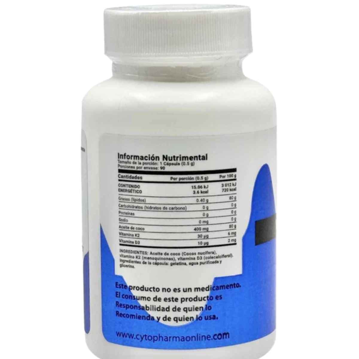 Cyto Pharma - Vitamina D3 + K2 (10 mcg - 90 Cápsulas Blandas)
