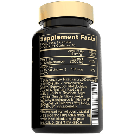 SuperSelf Complejo De Vitamina D3 Y K2 - 60 Cápsulas - Haz Tu Pedido