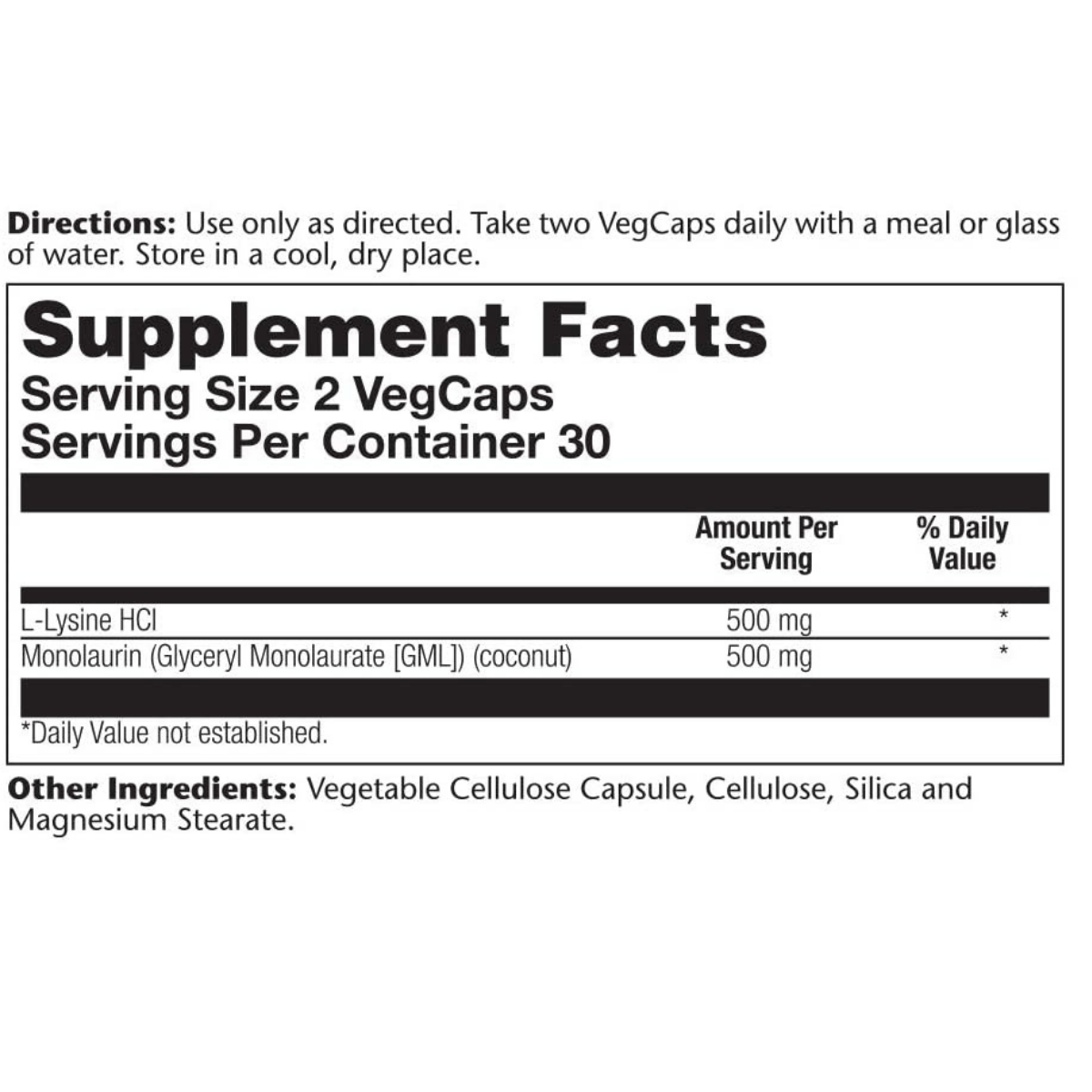 Solaray Ratio L-lysine Monolaurin - 60 Cápsulas Veganas - Haz Tu Pedido