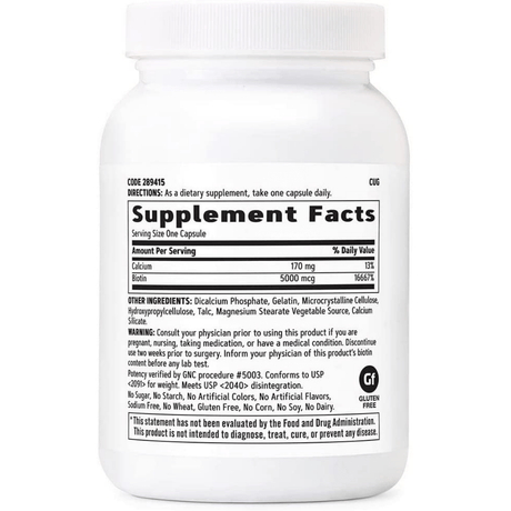 GNC Biotin 5000 Mcg -120 Capsulas - Haz Tu Pedido