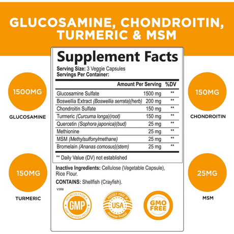 Glucosamina con Condroitina, Cúrcuma y MSM - Haz Tu Pedido
