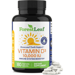 ForestLeaf Vitamin D3 10,000 IU - 180 Cápsulas Vegetales - Haz Tu Pedido